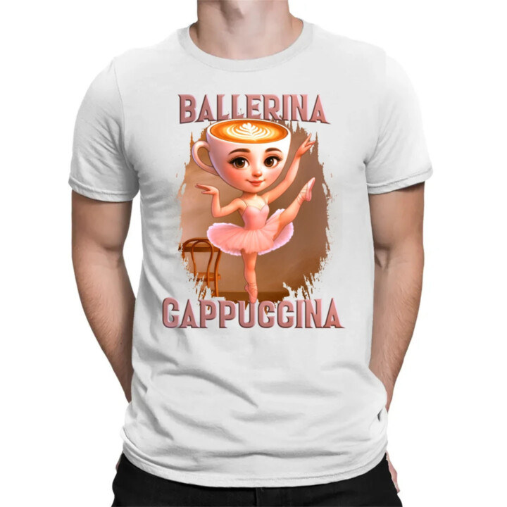Ballerina Cappuccina V2 - Italian Brainrot - pánske tričko s potlačou