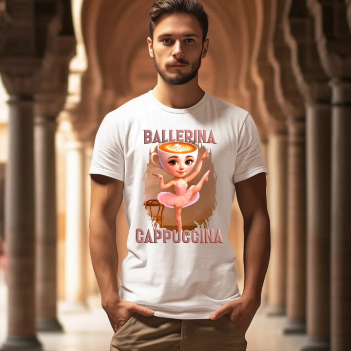 Ballerina Cappuccina V2 - Italian Brainrot - pánske tričko s potlačou