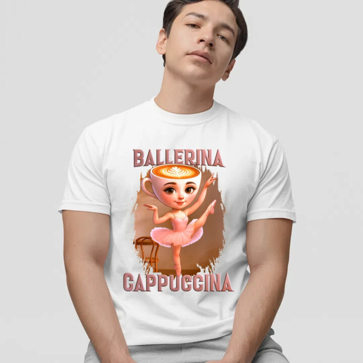 Ballerina Cappuccina V2 - Italian Brainrot - pánske tričko s potlačou