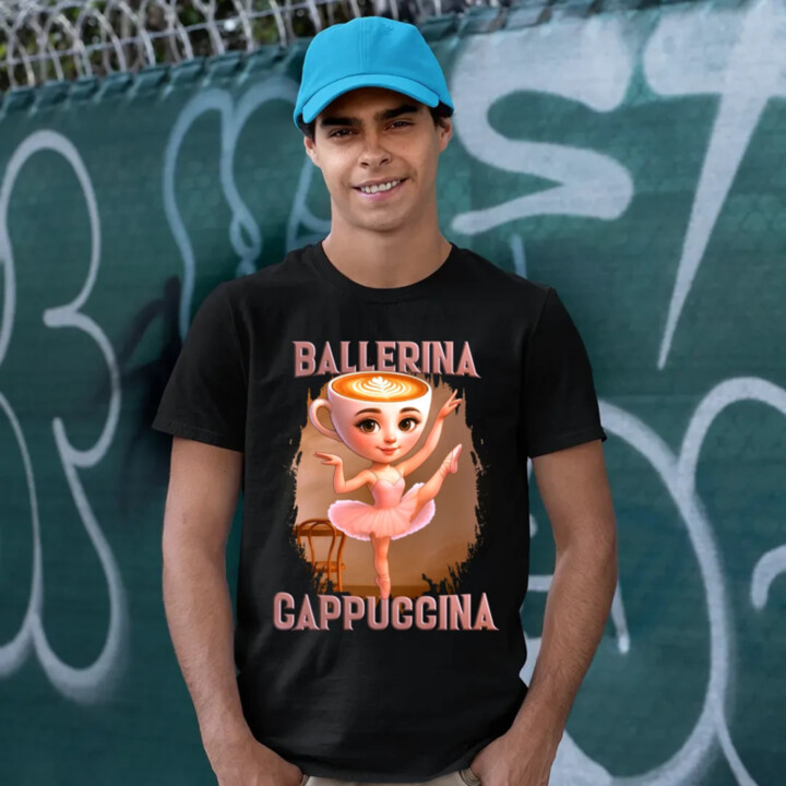 Ballerina Cappuccina V2 - Italian Brainrot - pánske tričko s potlačou