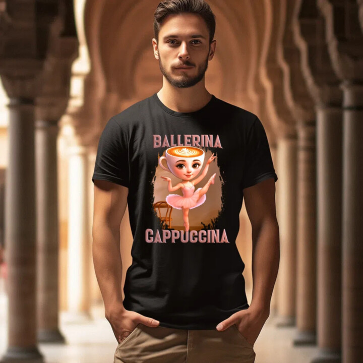 Ballerina Cappuccina V2 - Italian Brainrot - pánske tričko s potlačou