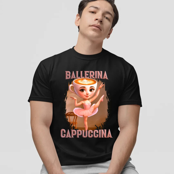 Ballerina Cappuccina V2 - Italian Brainrot - pánske tričko s potlačou
