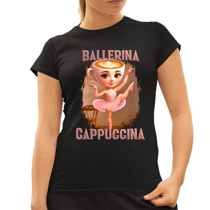 Ballerina Cappuccina V2 - Italian Brainrot - dámske tričko s potlačou