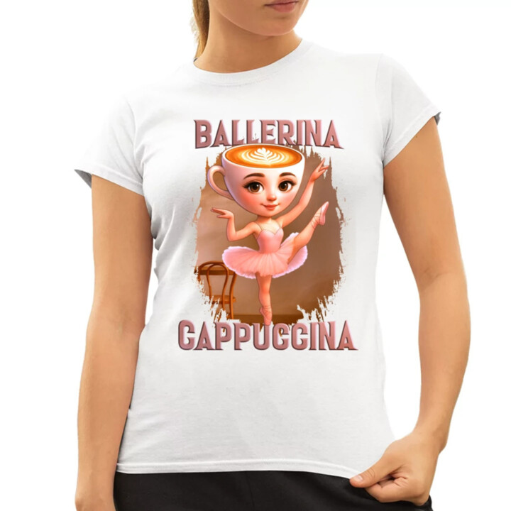 Ballerina Cappuccina V2 - Italian Brainrot - dámske tričko s potlačou