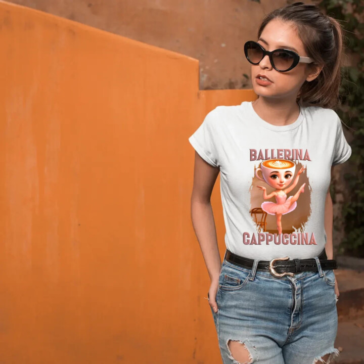 Ballerina Cappuccina V2 - Italian Brainrot - dámske tričko s potlačou