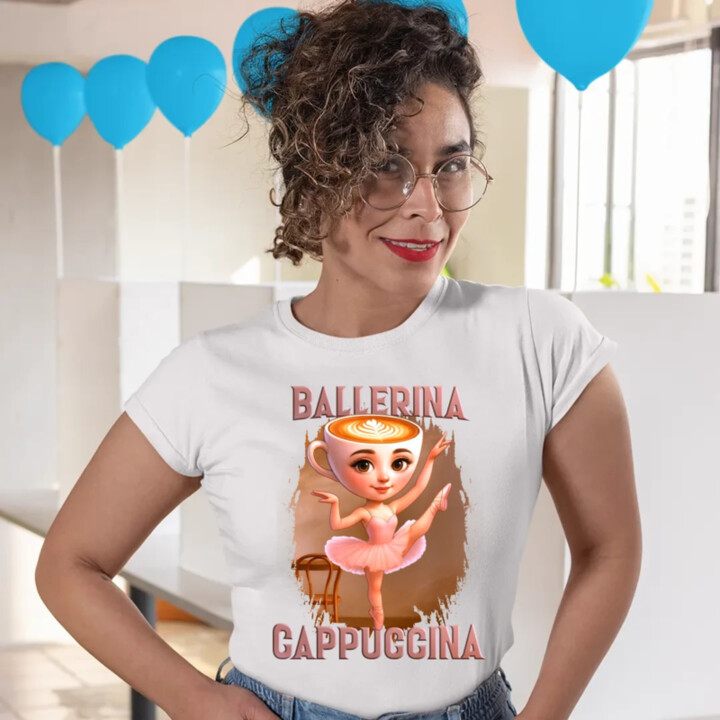 Ballerina Cappuccina V2 - Italian Brainrot - dámske tričko s potlačou