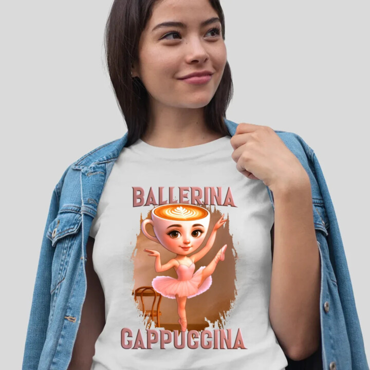 Ballerina Cappuccina V2 - Italian Brainrot - dámske tričko s potlačou
