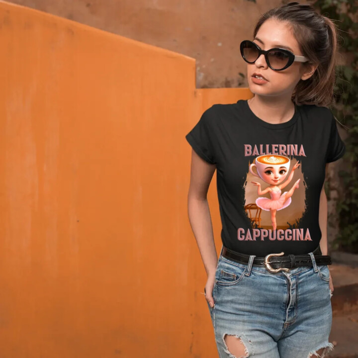 Ballerina Cappuccina V2 - Italian Brainrot - dámske tričko s potlačou