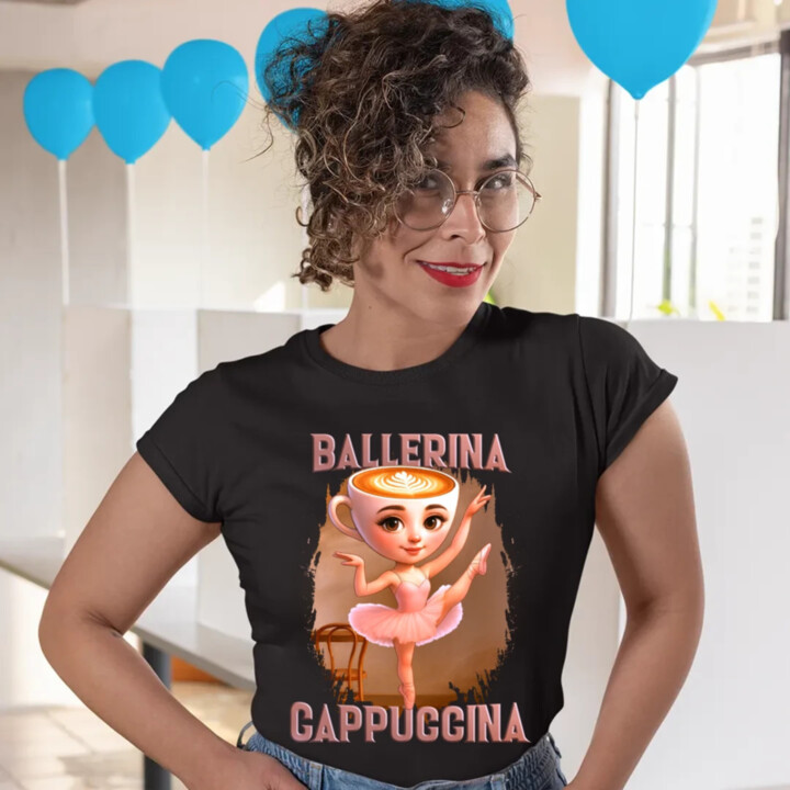 Ballerina Cappuccina V2 - Italian Brainrot - dámske tričko s potlačou