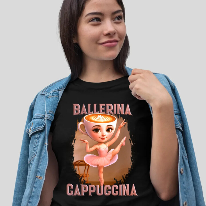 Ballerina Cappuccina V2 - Italian Brainrot - dámske tričko s potlačou