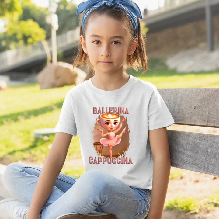 Ballerina Cappuccina V2 - Italian Brainrot - detské tričko s potlačou