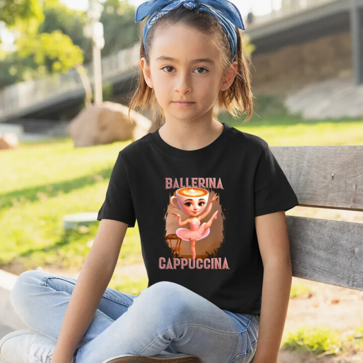 Ballerina Cappuccina V2 - Italian Brainrot - detské tričko s potlačou