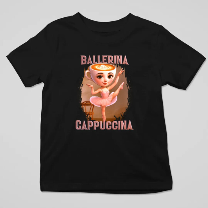 Ballerina Cappuccina V2 - Italian Brainrot - detské tričko s potlačou