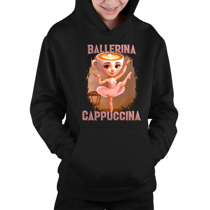 Ballerina Cappuccina V2 - Italian Brainrot - detská mikina s kapucňou