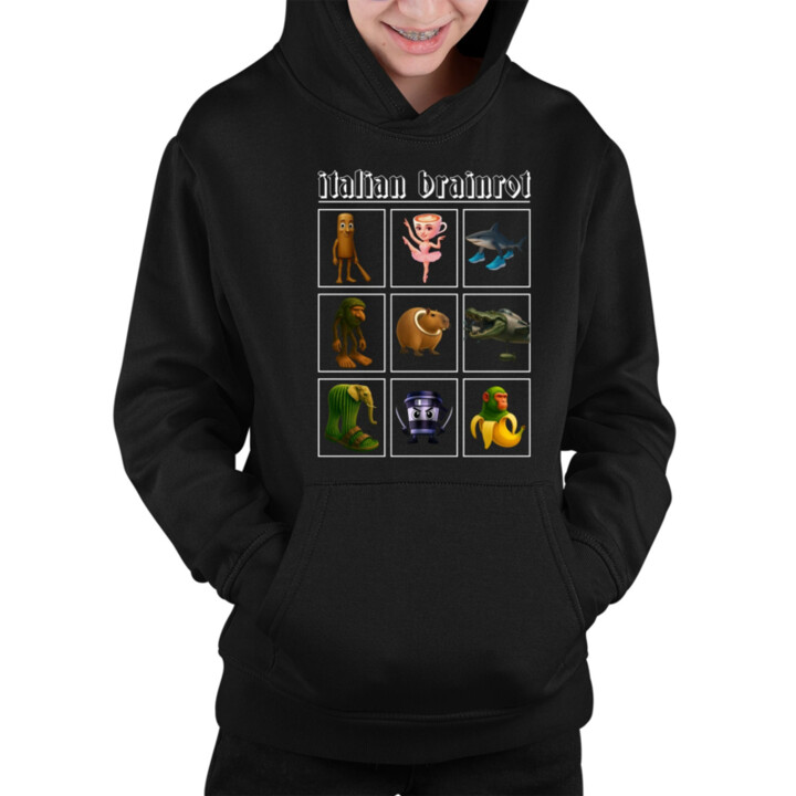 Italian Brainrot V3 - detská mikina s kapucňou