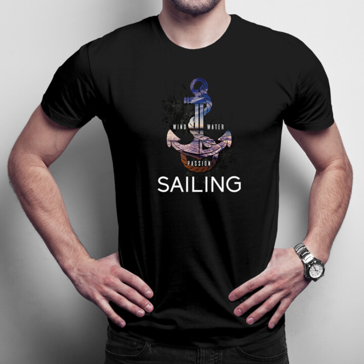 Wind, water, passion, sailing - Pánske  tričko s potlačou