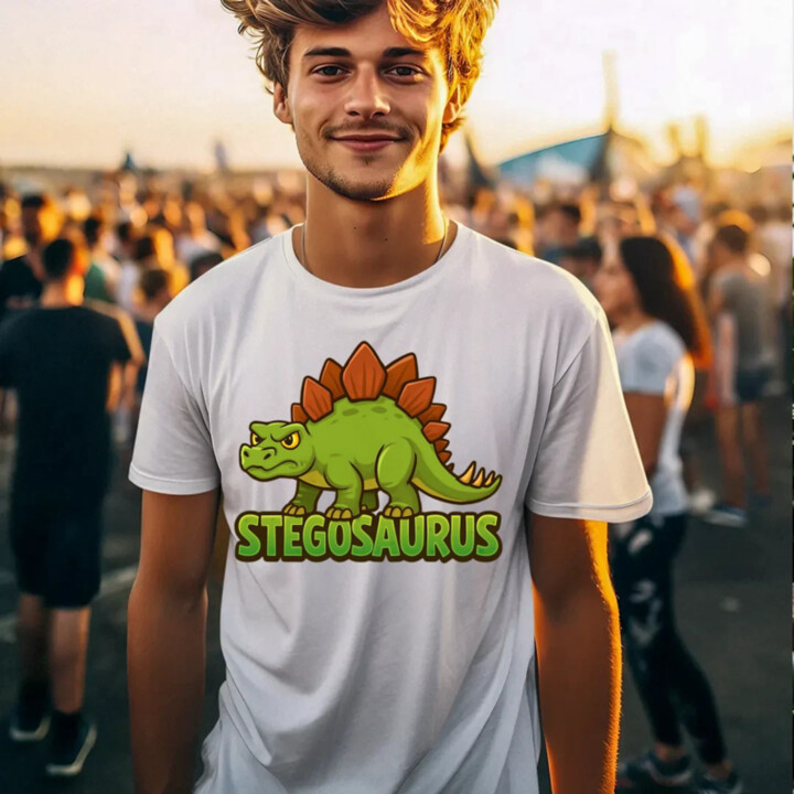 Stegosaurus - dinosaurov - pánske tričko s potlačou