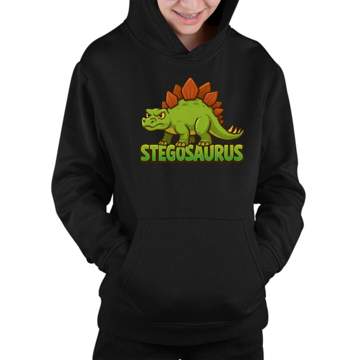 Stegosaurus - dinosaurov - detská mikina s kapucňou
