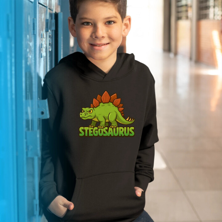 Stegosaurus - dinosaurov - detská mikina s kapucňou