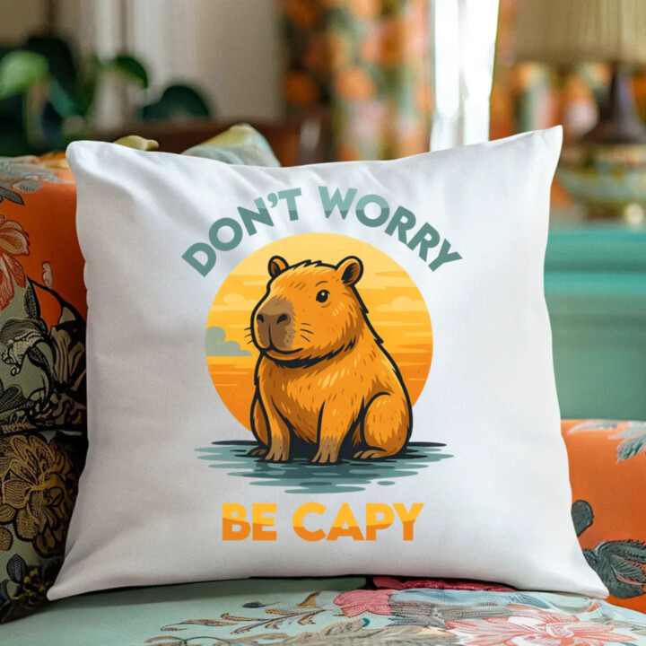Don't worry, be capy - vankúš s potlačou