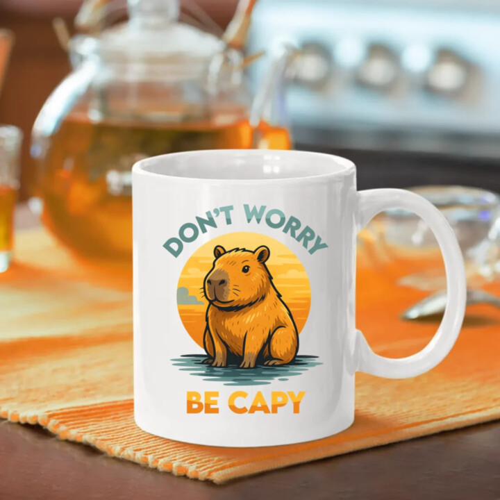Don't worry, be capy - keramický hrnček s potlačou