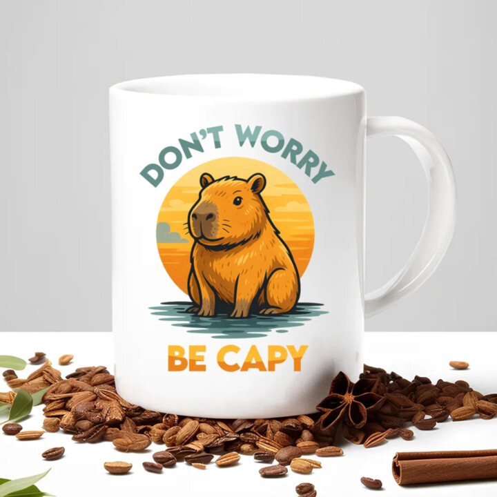 Don't worry, be capy - keramický hrnček s potlačou