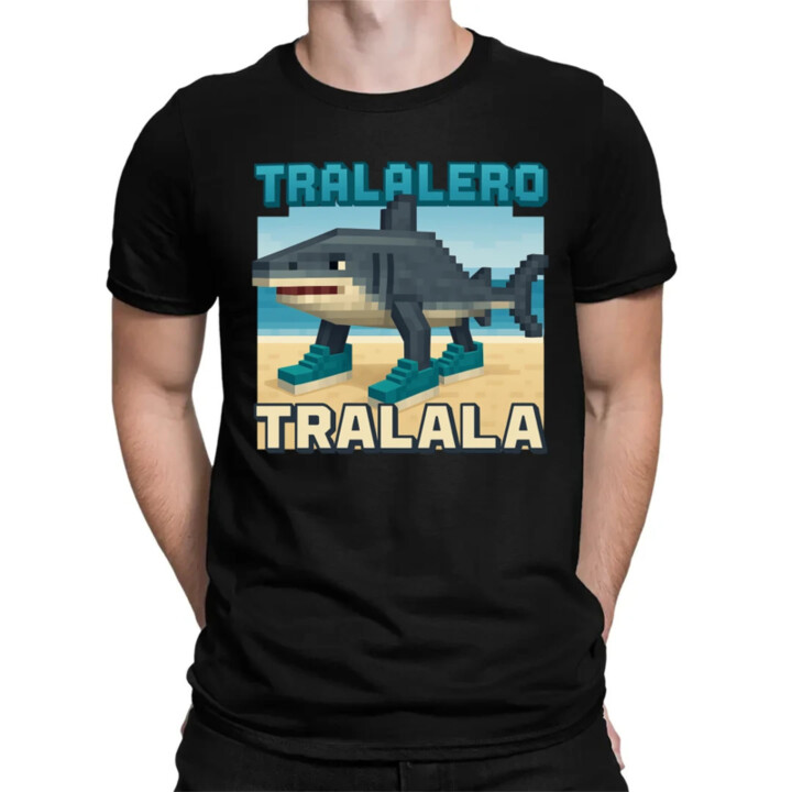 Tralalero Tralala - Italian Brainrot pre fanúšikov Minecraftu - pánske tričko s potlačou