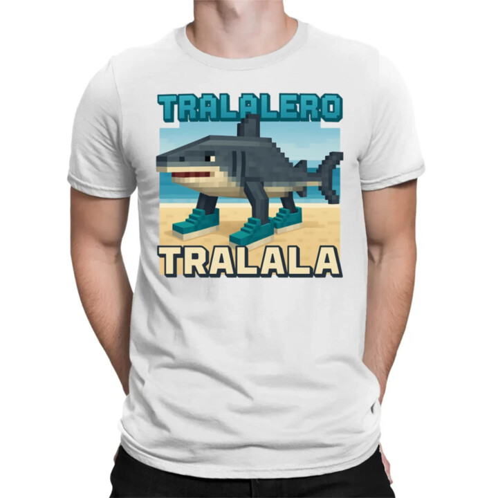 Tralalero Tralala - Italian Brainrot pre fanúšikov Minecraftu - pánske tričko s potlačou