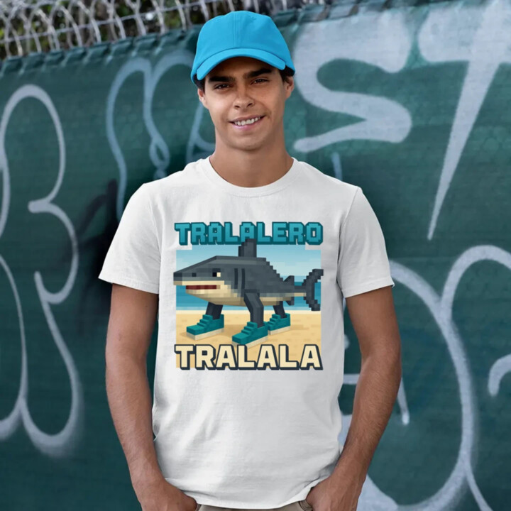 Tralalero Tralala - Italian Brainrot pre fanúšikov Minecraftu - pánske tričko s potlačou