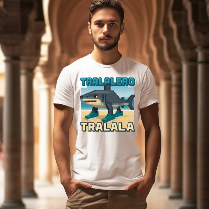 Tralalero Tralala - Italian Brainrot pre fanúšikov Minecraftu - pánske tričko s potlačou