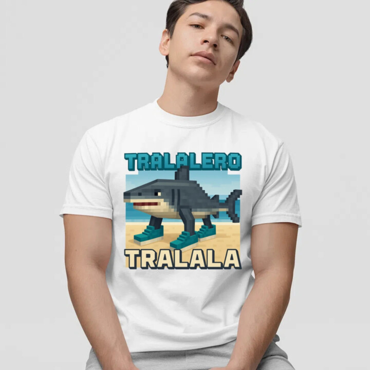 Tralalero Tralala - Italian Brainrot pre fanúšikov Minecraftu - pánske tričko s potlačou