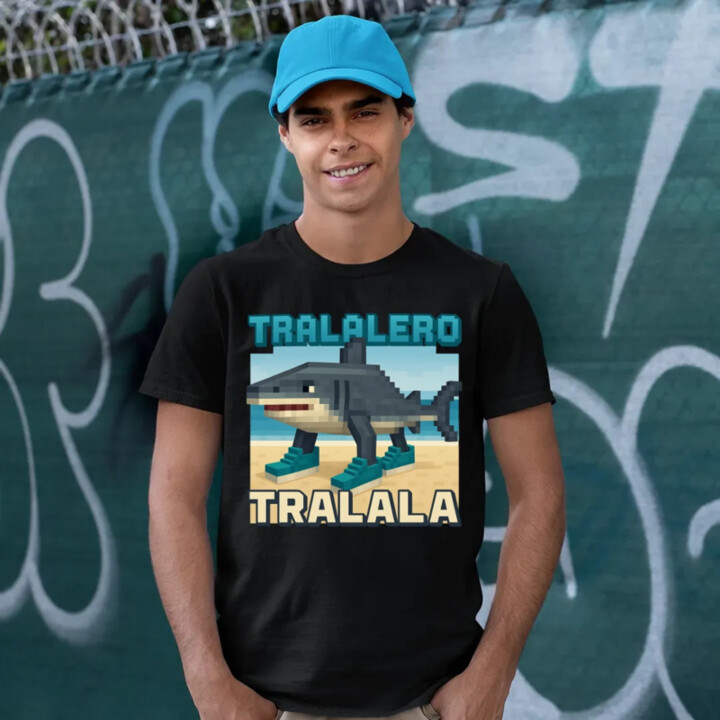 Tralalero Tralala - Italian Brainrot pre fanúšikov Minecraftu - pánske tričko s potlačou
