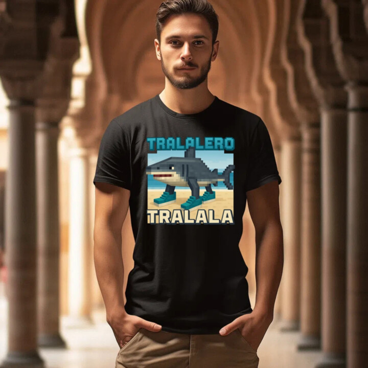 Tralalero Tralala - Italian Brainrot pre fanúšikov Minecraftu - pánske tričko s potlačou