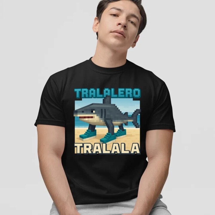 Tralalero Tralala - Italian Brainrot pre fanúšikov Minecraftu - pánske tričko s potlačou