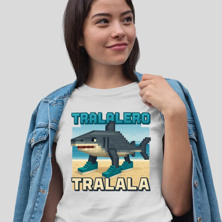 Tralalero Tralala - Italian Brainrot pre fanúšikov Minecraftu - dámske tričko s potlačou