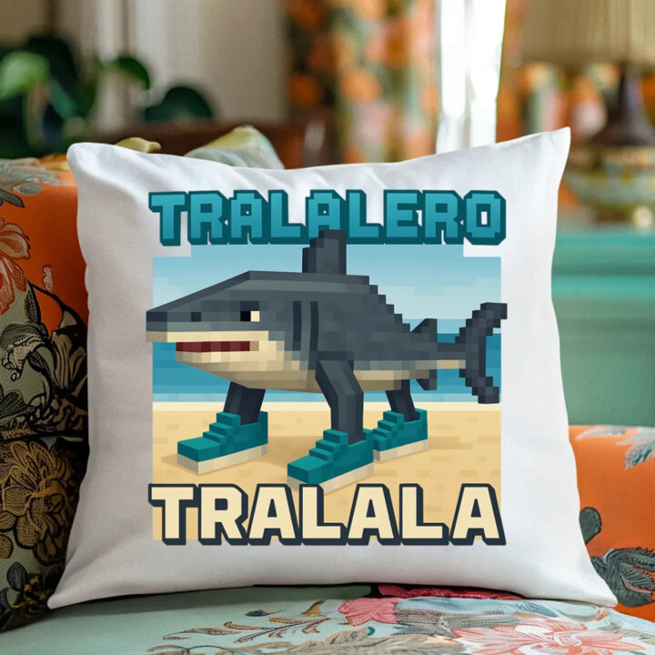 Tralalero Tralala - Italian Brainrot pre fanúšikov Minecraftu - vankúš s potlačou