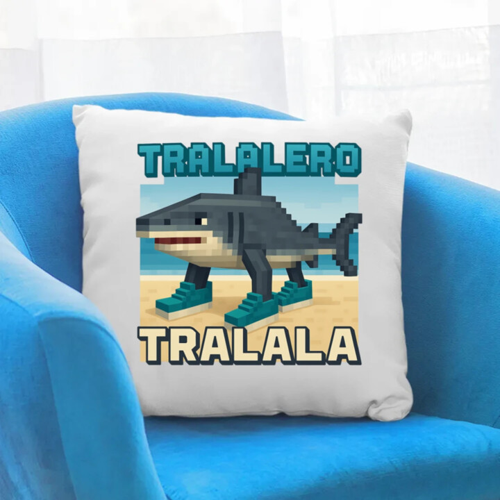 Tralalero Tralala - Italian Brainrot pre fanúšikov Minecraftu - vankúš s potlačou