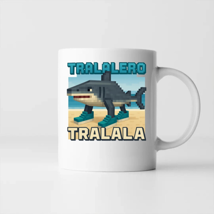Tralalero Tralala - Italian Brainrot pre fanúšikov Minecraftu - keramický hrnček s potlačou