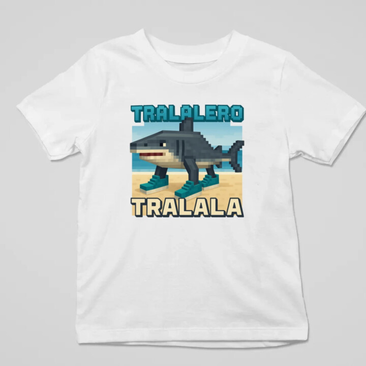 Tralalero Tralala - Italian Brainrot pre fanúšikov Minecraftu - detské tričko s potlačou