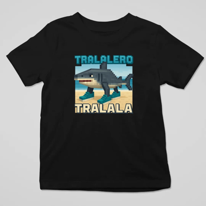 Tralalero Tralala - Italian Brainrot pre fanúšikov Minecraftu - detské tričko s potlačou