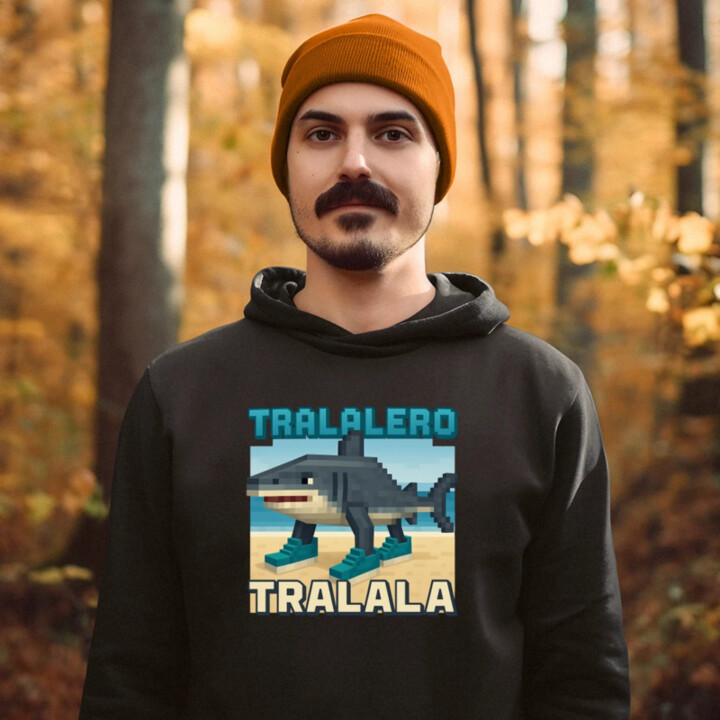 Tralalero Tralala - Italian Brainrot pre fanúšikov Minecraftu  - pánska mikina s potlačou