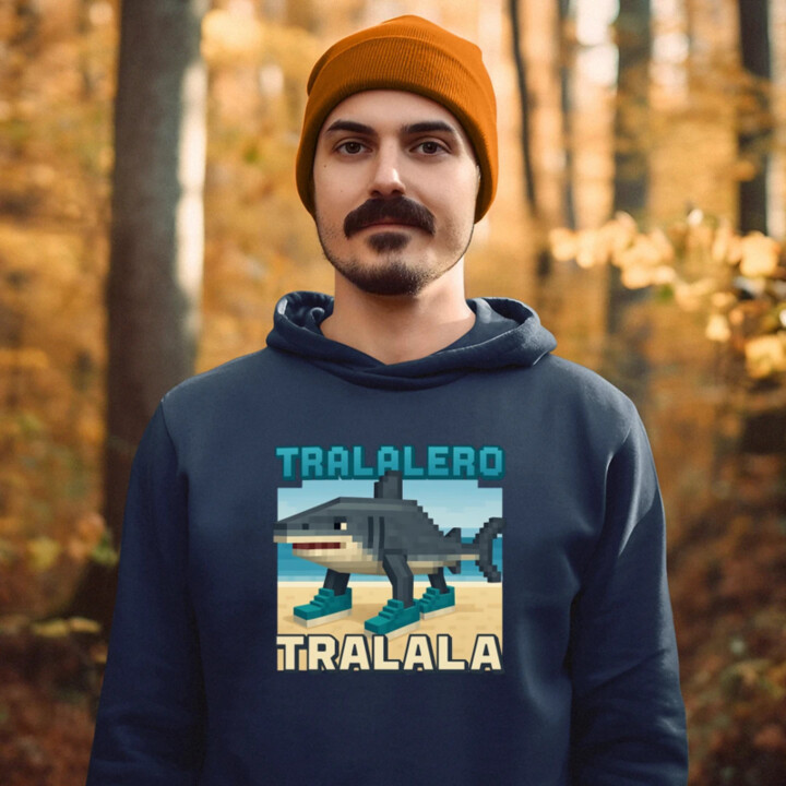 Tralalero Tralala - Italian Brainrot pre fanúšikov Minecraftu  - pánska mikina s potlačou