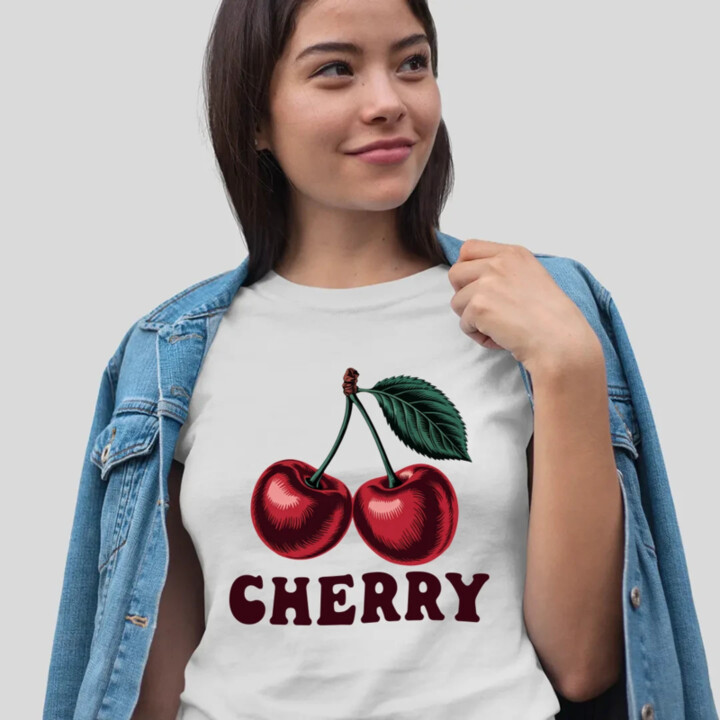Cherry - višňa - dámske tričko s potlačou
