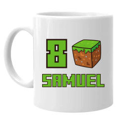 Narodeninové tričko s menom pre fanúšikov Minecraftu - keramický hrnček s potlačou