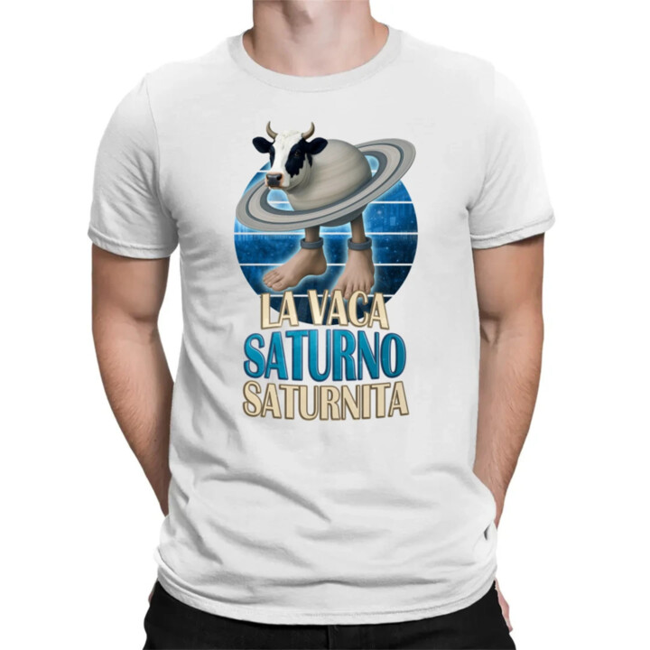 La Vaca Saturno Saturnita - Italian brainrot - krava Saturn - pánske tričko s potlačou
