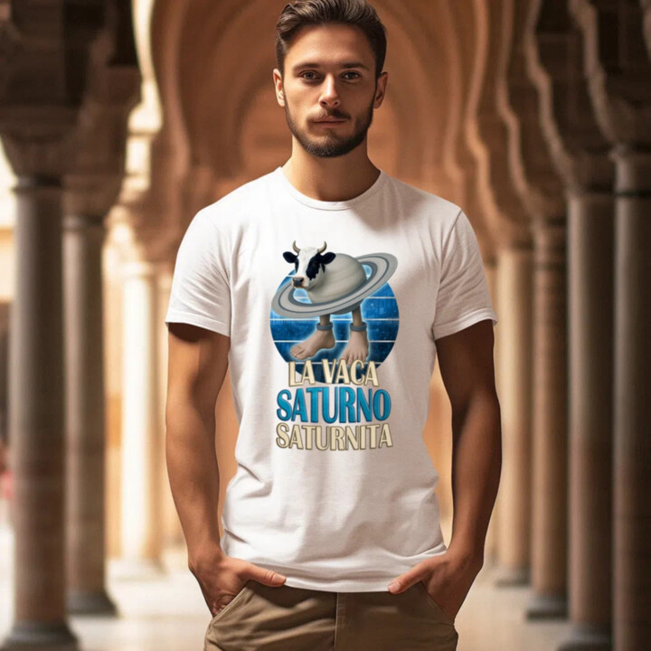 La Vaca Saturno Saturnita - Italian brainrot - krava Saturn - pánske tričko s potlačou