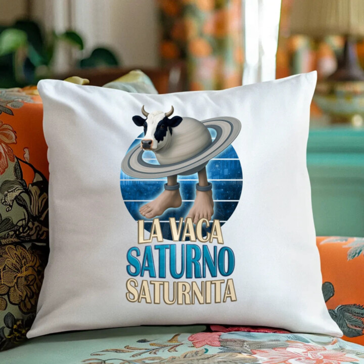 La Vaca Saturno Saturnita - Italian brainrot - krava Saturn - vankúš s potlačou