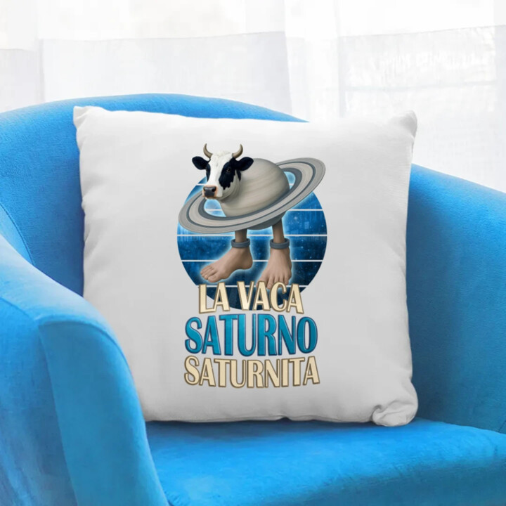 La Vaca Saturno Saturnita - Italian brainrot - krava Saturn - vankúš s potlačou