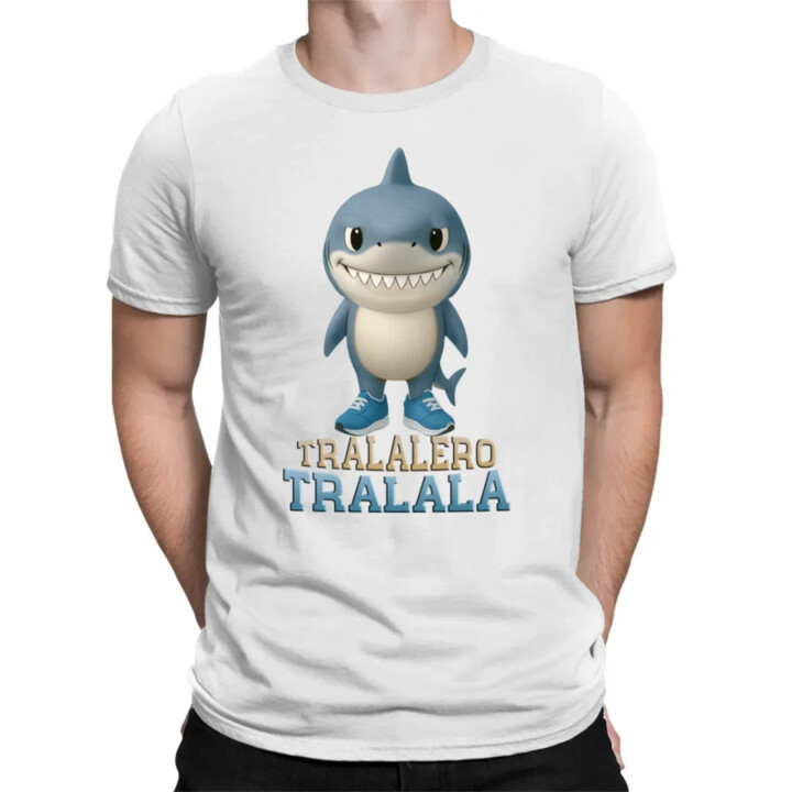 Tralalero Tralala Baby Bubu - Italian Brainrot - žralok v čižmách - pánske tričko s potlačou