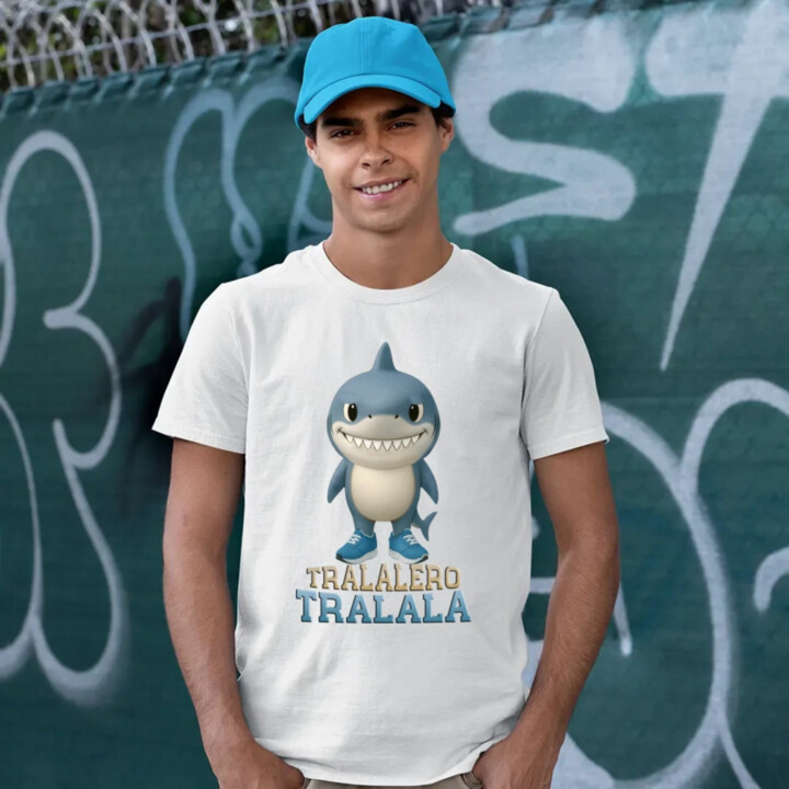 Tralalero Tralala Baby Bubu - Italian Brainrot - žralok v čižmách - pánske tričko s potlačou